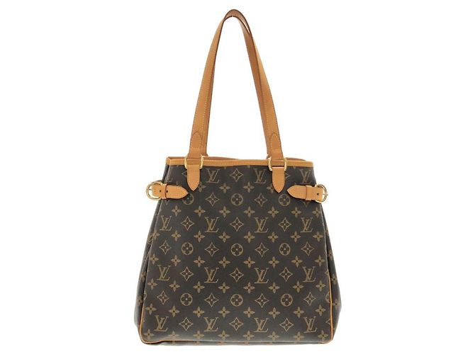 Bolso de hombro vertical Louis Vuitton Monogram Batignolles Castaño