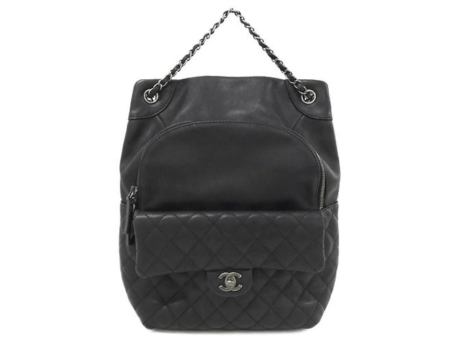 Chanel Black Leather Backpack