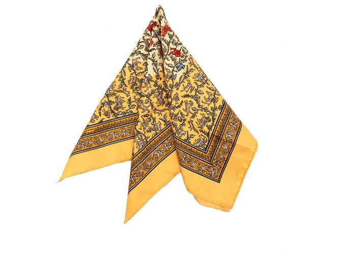 Lenço de seda Chasse en Inde amarelo Hermès 42 Mostarda