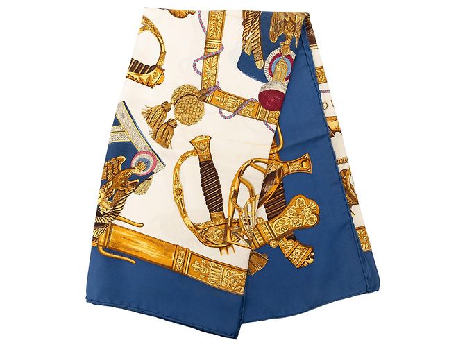 Sciarpa in seta Hermès White Grand Uniforme 90
