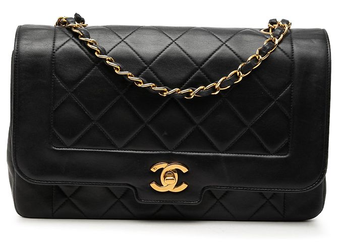 Chanel Black Medium Lambskin Diana Full Flap Nero