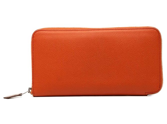 Hermès Orange Epsom Silk In Classique Long Wallet