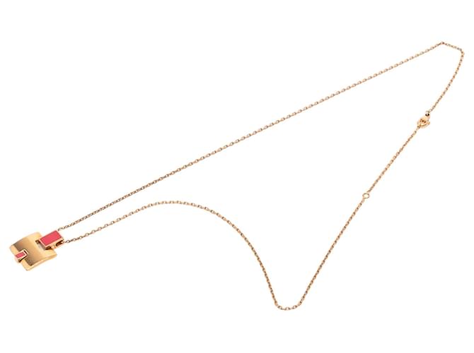 Collier pendentif Eileen en plaqué or et émail Hermès Gold Doré 
