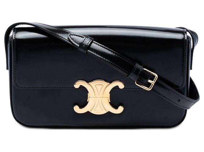 Céline Borsa a tracolla Celine Triomphe Claude in pelle di vitello lucida nera Nero