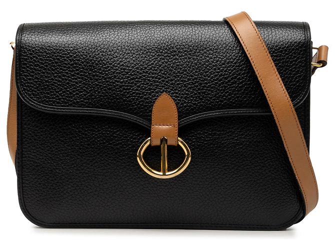 Borsa a tracolla Dior in pelle di vitello granulata nera Nero