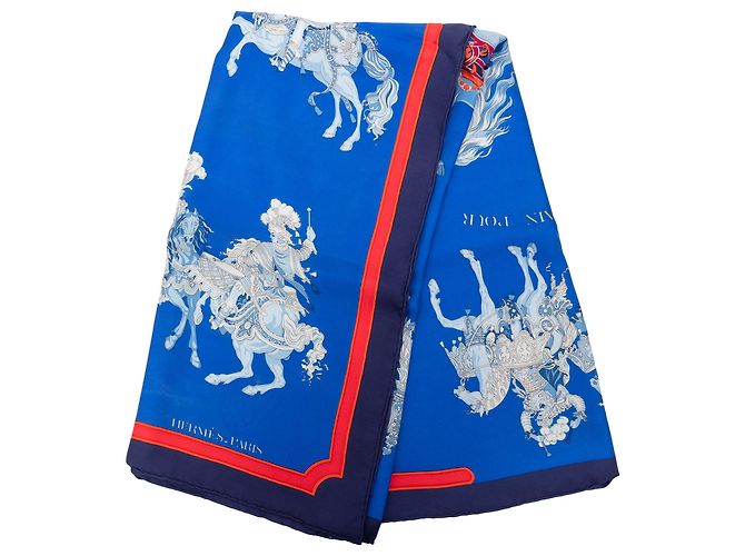 Sciarpa in seta Hermès Blue Carrousel 90