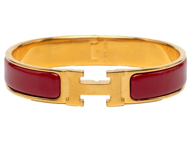 Pulseira Hermès Clic H em esmalte vermelho estreita PM