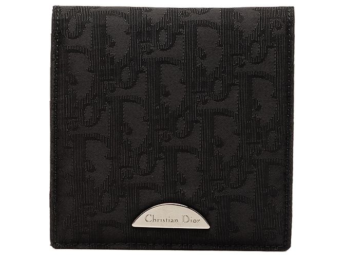 Cartera compacta bifold en lona Oblique negra de Dior Negro
