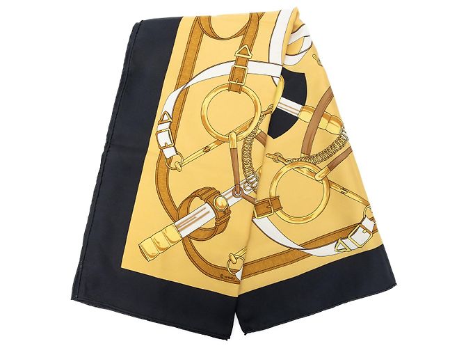 Pañuelo de seda Hermès Black Eperon D Or 90 Negro
