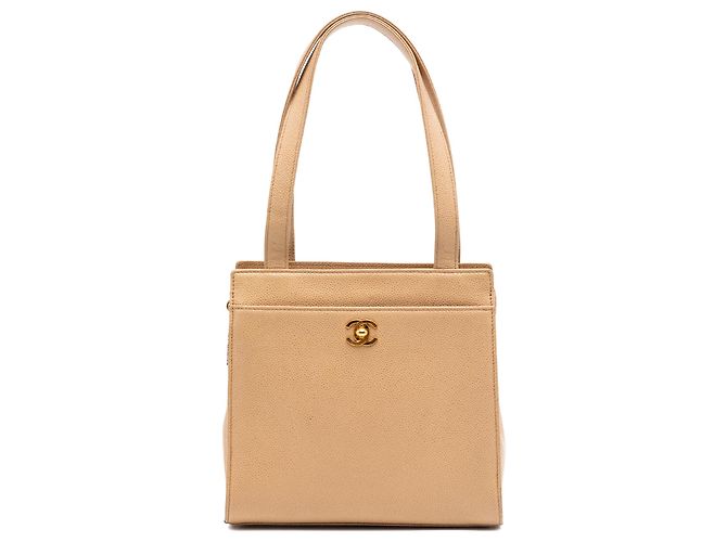 Tote Chanel Beige CC Caviar Turn Lock