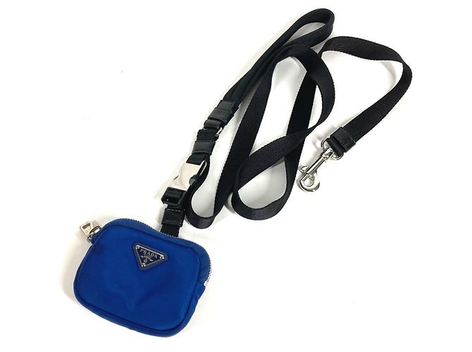 Prada Triangle Logo Hundeleine Tasche Pochette Schwarz Blau