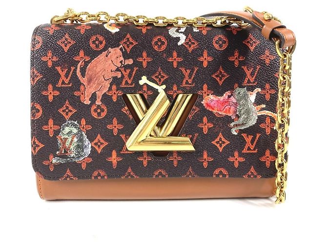 Sac Twist MM Louis Vuitton Monogram Catgram Cat Marron Orange