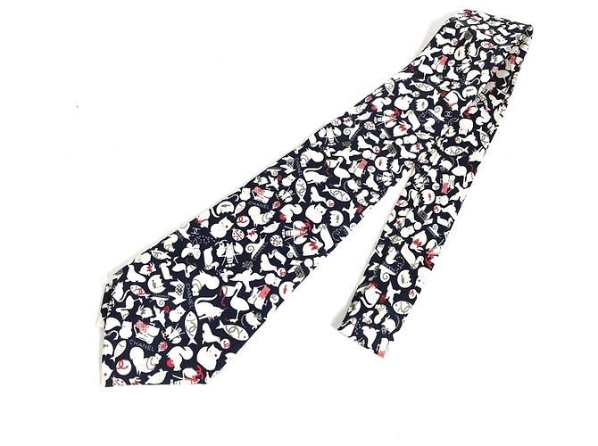 Cravatta in seta bianca e nera Chanel Nero Bianco