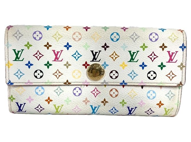 Louis Vuitton Monogram Multicolor Long Wallet White Multiple colors