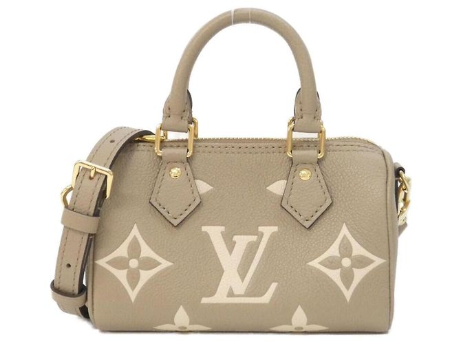 Sac Boston Louis Vuitton Bicolor Monogram Empreinte Nano Speedy Gris Écru