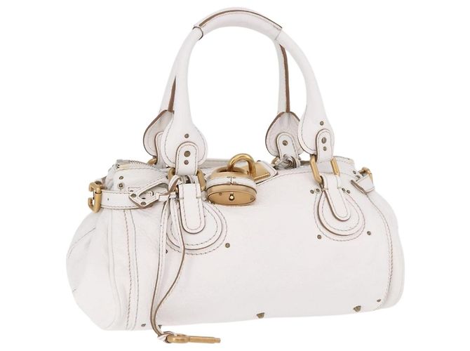 Chloé Chloe Paddington Lock Leather Medium Weiß