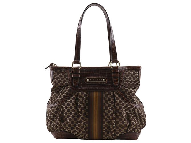 Edge Céline Borsa Celine Macadam Macadam con pelle Large Marrone