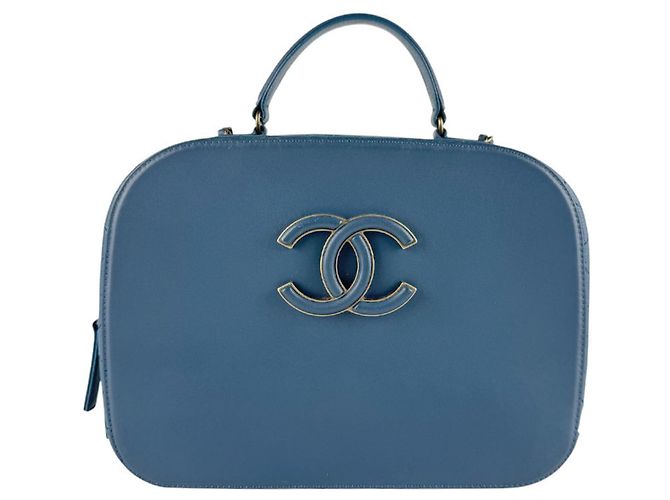 Borsa a tracolla in pelle blu indaco Chanel