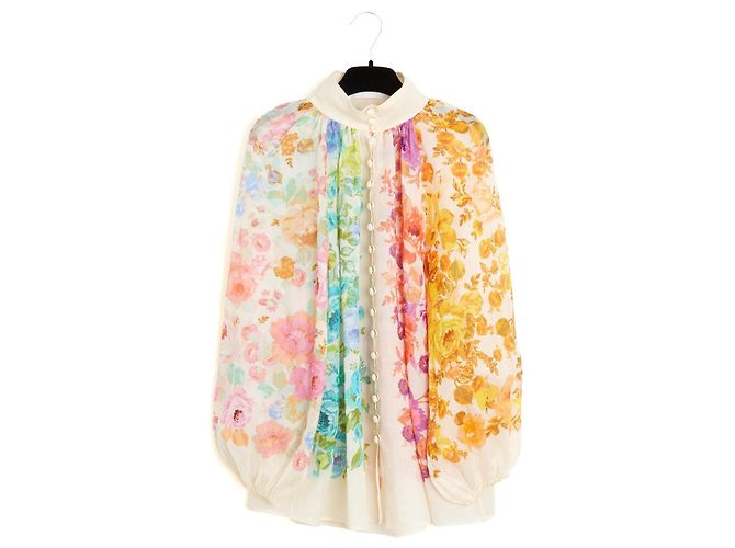 Camicetta Zimmermann Ottie in Ramia con Stampa Floreale Arcobaleno Multicolore