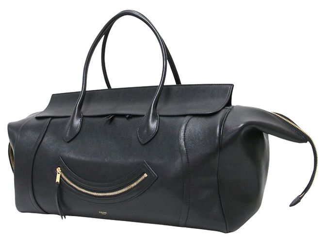 Céline Sac cabas Celine en cuir noir et daim