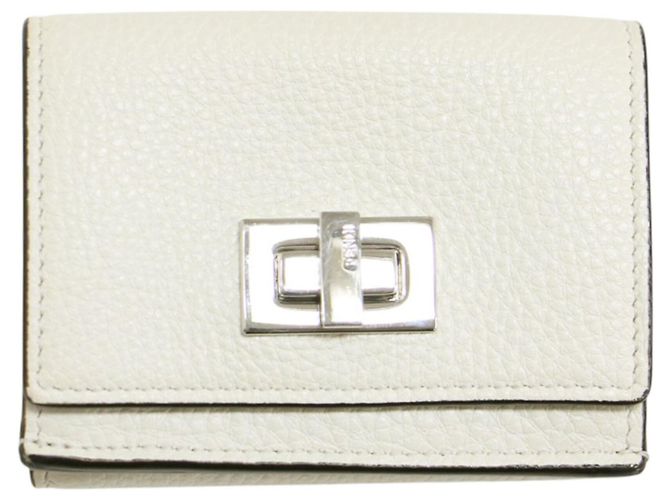 Fendi Peekaboo Micro Tri-fold Wallet White