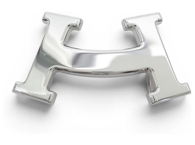 Hermès NOVA FIVELA DE CINTO HERMES H SMILEY 32MM AÇO PALLADIUM SILVER Prata