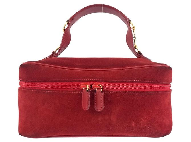 Bolsa Vanity Gucci em camurça com Horsebit Vermelho