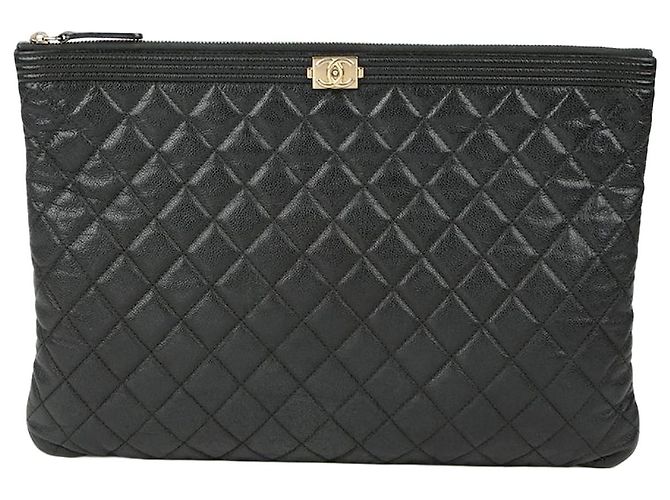 Chanel Pochette Large Caviar Boy Noir