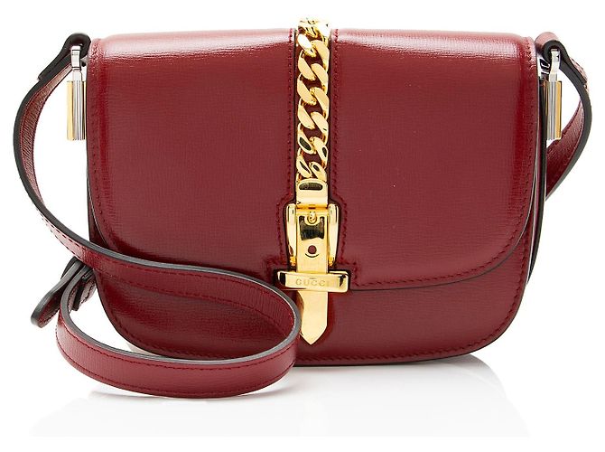 Gucci Sylvie 1969 Mini Schultertasche aus Leder Rot