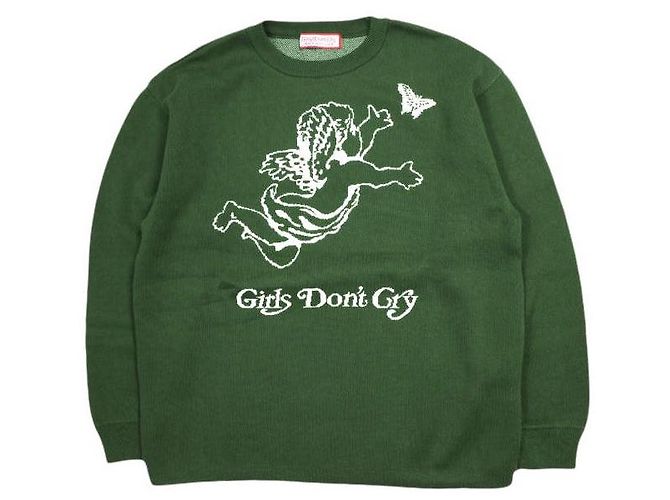 Autre Marque Suéter de algodón de punto Angel Girls Don't Cry Verde