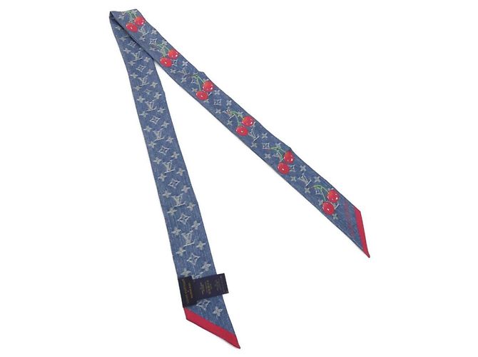 Sciarpa Louis Vuitton Monogram Cherry Bandeau BB Blu 
