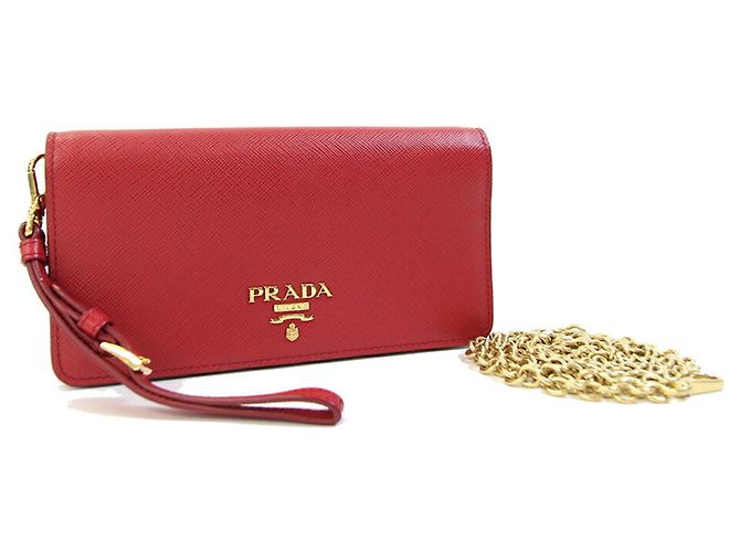 Borsa a tracolla in pelle rossa Prada Rosso