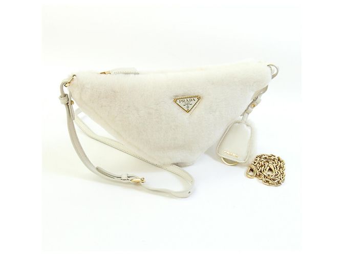 Borsa a tracolla Prada Off-White e Giallo Bianco sporco