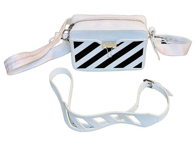 Off White Off-White Borsa a tracolla "Main Label" in pelle bianca Nero Bianco