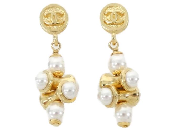 Pendientes Chanel ABH297 Blanco Dorado