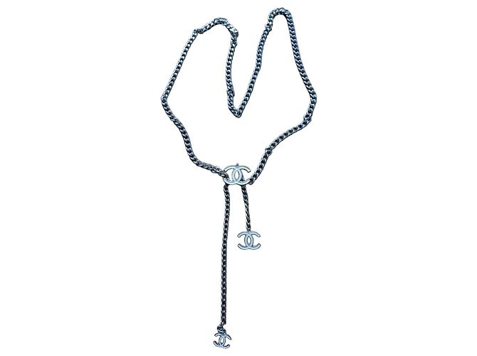 Chanel Kettengürtel mit CC-Logos Aus weiß Silber Hardware