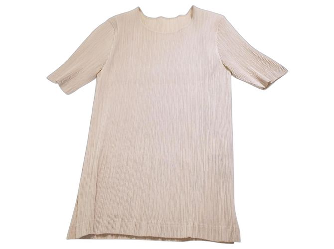 Issey Miyake Pleats Please Blusa Creme Bege