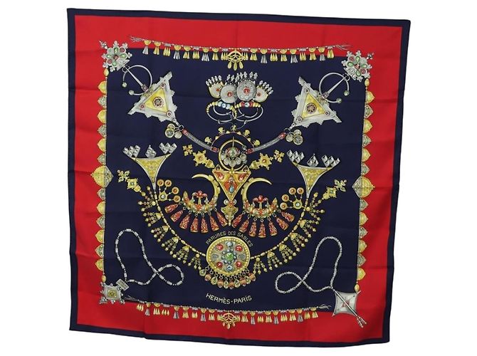 Hermès Hermes Carré 90 Seta multicolore 90 x 90 Blu navy