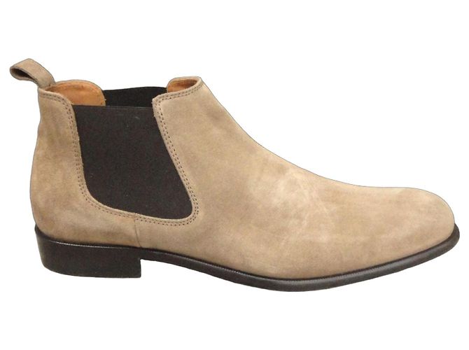 Bruno Magli Beige Suede Chelsea Boots