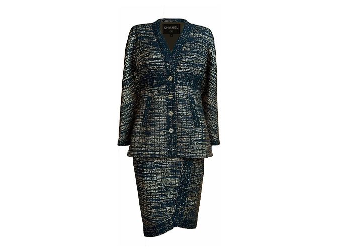 Chanel Completo Tailleur Tweed Nero e Oro Egypt Métiers d’Art