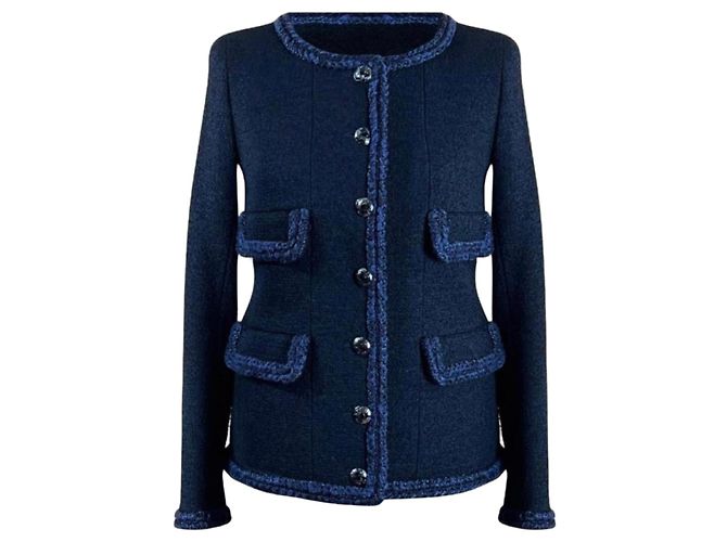 Chanel Globalization Navy Tweed Jacket Dark blue