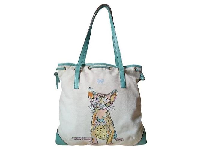 Anya Hindmarch Sac Cabas Imprimé Chat Multicolore Beige