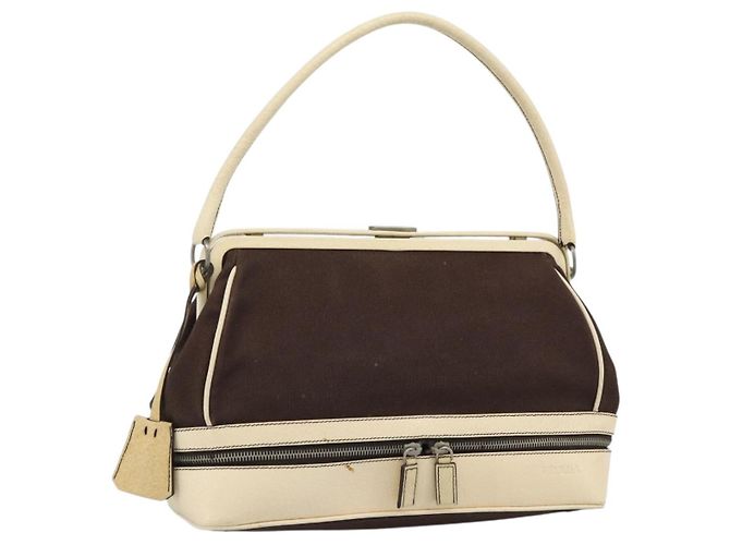 Bolso PRADA de lona marrón Auth 185862 Castaño