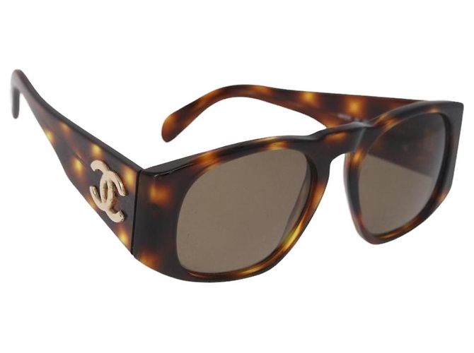 Occhiali da sole CHANEL COCO in plastica Marrone Oro CC Auth 185486 D'oro