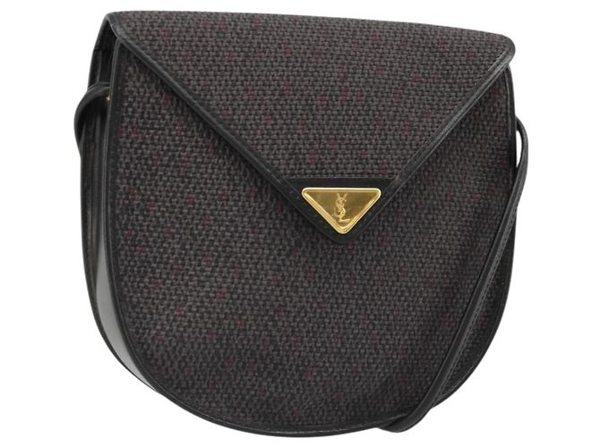 Bolsa de Ombro SAINT LAURENT em PVC e Lona Roxo e Ouro Auth 186047A Dourado
