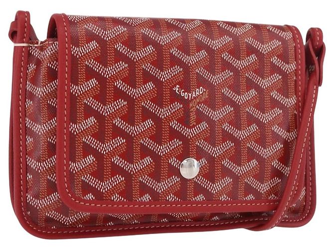 GOYARD Borsa a Spalla Herringbone PVC Rosso Argento Auth SW2347SM