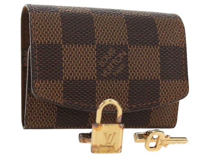 LOUIS VUITTON Damier Ebene Gemelli Gold Tone LV Auth 184847V