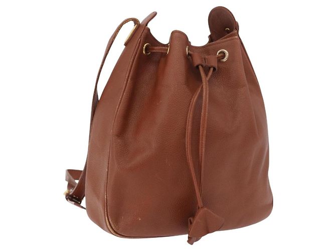 Borsa a Spalla SAINT LAURENT in Pelle Marrone Oro Auth 185461 D'oro