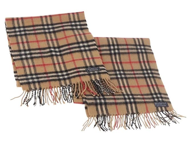 Cachecol Burberrys Nova Check de lã 2 Set Bege Auth 178403