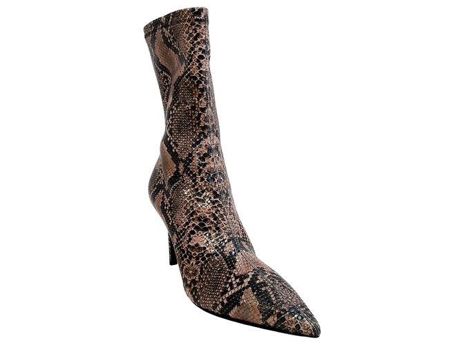 Stella Mc Cartney Botines Stella McCartney Coffee Iconic Snake Print Castaño